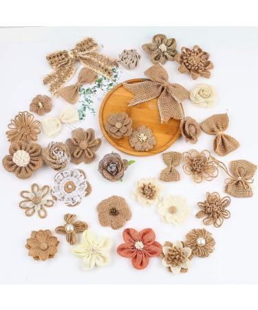 VGOODALL 32 PCS Natural Burlap Flowers Set for Wedding Party Decor and DIY Crafts - Buy Online on GoSupps.com
