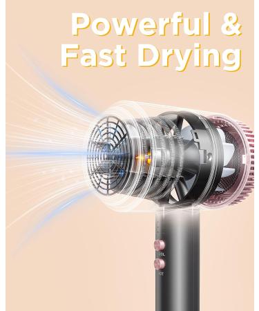 Wavytalk Ceramic Ionic Hair Dryer with Diffuser - Fast Drying & Damage Free - Lightweight Rose Pink Design - Buy Online on GoSupps.com