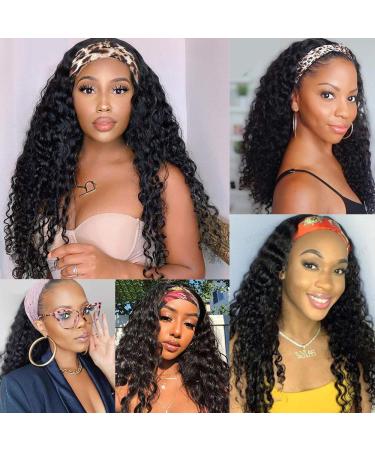 YISEA 12 Inch Curly Headband Wig for Black Women - Brazilian Virgin Human Hair Short Bob Wig with Deep Wave Texture and 150% Density - Buy Online on GoSupps.com