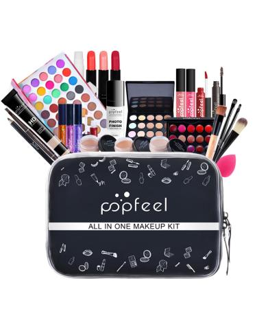FantasyDay All-in-one Makeup Set Gift Surprise | Full Makeup Kit for Women Cosmetic Essential Starter Bundle Include Eyeshadow Palette Lipstick Blush Foundation Concealer Face Powder Lipgloss Brush kit005