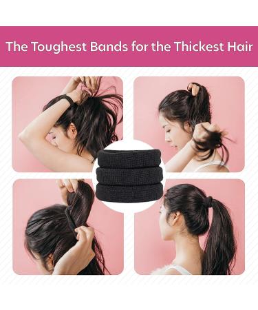 Burlybands Large Hair Ties for Thick Curly Hair - No Slip Seamless Ponytail Holders - Black 3 Pcs - Buy Online on GoSupps.com