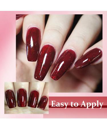 DouborQ Burgundy Nail Polish Long-lasting Glossy Nail Art Varnish (06) Glitter Burgundy - Buy Online on GoSupps.com