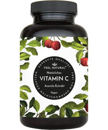 Acerola capsules - natural vitamin C high -dose - 180 vegan capsules in the 6 month supply - without undesirable additives - laboratory testing vegan and produced in Germany