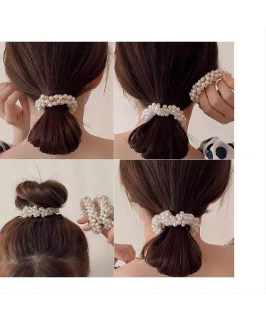 Muior 3Pcs Champagne Pearl Elastic Hair Ties for Women and Girls - Chic and Elegant Ponytail Holders - Buy Online on GoSupps.com