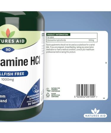 Natures Aid Glucosamine HCl 1000mg Vegan Shellfish-Free Tablets - 90ct - Buy Online on GoSupps.com