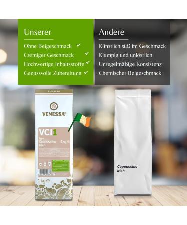 VENESSA Cappuccino Irish VCI1 Flavoured Powdered Drink 5 x 1 kg with soluble coffee economical tasty with a creamy consistency Suitable for all coffee machines and for sale - Buy Online on GoSupps.com