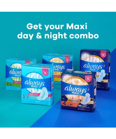 Always Maxi Overnight Pads with Wings Size 4 - 84 Count, Unscented - Buy Online on GoSupps.com