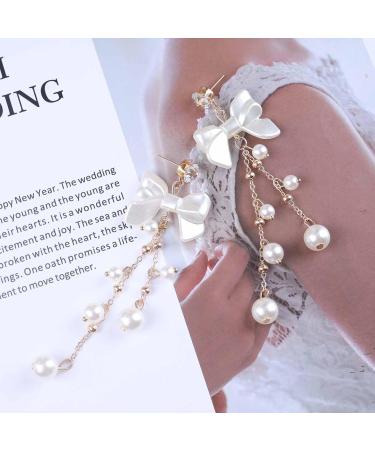 Vintage Crystal Pearl Drop Earrings | Bow Dangle & Tassel Jewelry for Women - Buy Online on GoSupps.com