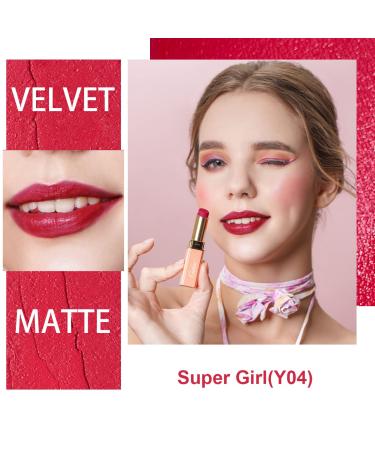 Oulac Pink Lipstick & Blush | Highly Pigmented Multi-Use Blush Stick | Hydrating Long-Lasting Vegan Lip Cream (Y04 Super Girl) - 3.6g - Buy Online on GoSupps.com