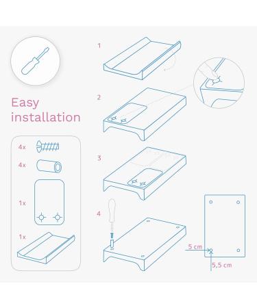 Baby Waterproof Changing Mat 80x50 cm | Fits 140x70 cm Cot Bed | Unisex Wedge Anti Roll | Raised Edges | Stars Grey - Buy Online on GoSupps.com