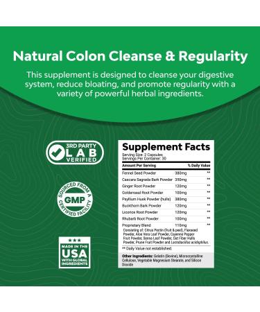 Colon Cleanse & Detox with Probiotic & Psyllium Husk - Gut Health Supplement - Buy Online on GoSupps.com