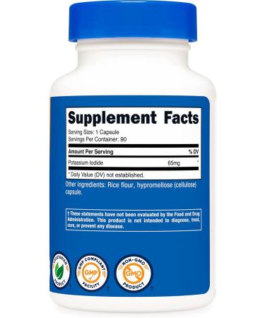 Nutricost Potassium Iodide (KI) 65mg - 90 Capsules | Vegetarian, Non-GMO, Gluten-Free - Buy Online on GoSupps.com