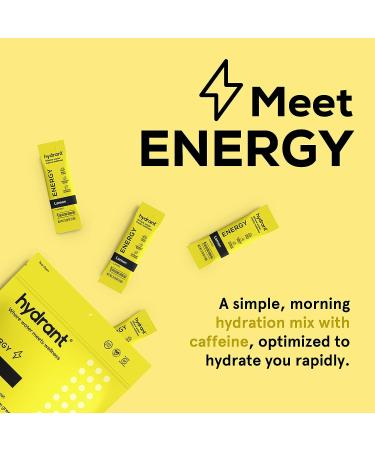 Hydrant ENERGY Lemonade Hydration Mix 30 Stick Pack - Electrolyte Powder Packets with Caffeine, L-Theanine, Zinc for Rapid Hydration - 30 Count - Buy Online on GoSupps.com