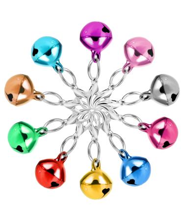 COMNICO 10 pcs Pet Bells for Dog Cat Collar Metal Round Collar Charms Loud Crisp Sound with Clasps Kitten Small Animal Pendant Accessories Christmas Decoration Jingle Bell(Colourful)