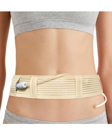 2 Pack PD Dialysis Belt Breathable Peritoneal Dialysis Accessories Peg J Tube Catheter Belts Holder Feeding Tube Supplies for Stomach Women Men Adults Beige Medium (Pack of 2) Beige