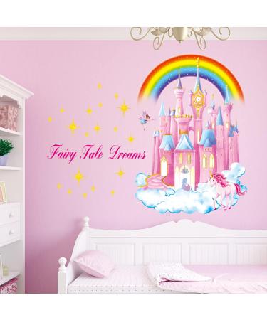 DECOWALL SG-2207 Rainbow Castle Quote Wall Stickers - Fairy Tale Dreams Decals for Kids Girls Nursery - Removable Art Decor - Buy Online on GoSupps.com
