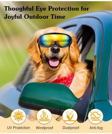 Lewondr UV Safety Sunglasses for Dogs | Windproof Waterproof Anti-Fitting Glasses for Medium & Large Dogs | Adjustable Rubber Band & Sponge Cushion - Black Single Lenses - Buy Online on GoSupps.com