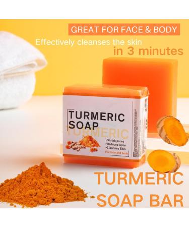 Turmeric Soap Turmeric Brightening Soap Turmeric Soap Bar For Face & Body Natural Soap For Moisturizing Shrinking Pores Cleaning Skin Acne Soap Ginger Extract Soap With Coconut Oil 100G - Buy Online on GoSupps.com