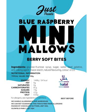 Just Treats Blue Raspberry Mini Marshmallows Gift Jar - Buy Online on GoSupps.com