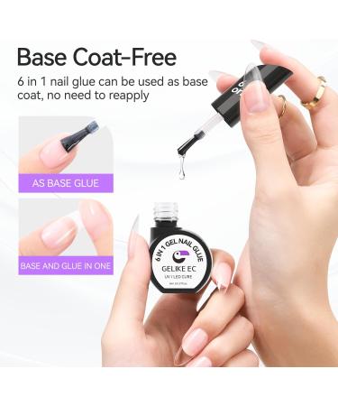 Gel Nail Glue 6 in 1 - Gelike ec UV Nails Glue Base Coat Strong Adhesive for Nail Tips False Nails Acrylic Tips Press on Nails Gel Nail Polish 16ML 1.1-Clear 16ml - Buy Online on GoSupps.com