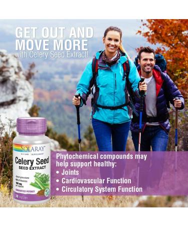 Solaray Celery Seed Extract 100 mg - 30 Vegetarian Capsules for Natural Wellness - Buy Online on GoSupps.com