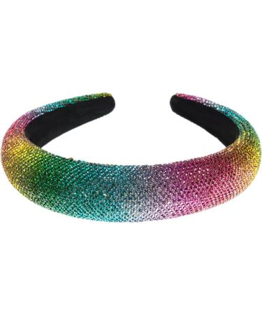 Wide Rhinestone Headband for Women Rainbow Sparkly Headband Crystal Embellished Beaded Glitter Headbands for Dressy Women Girls Birthday Party Mother's Day - Buy Online on GoSupps.com