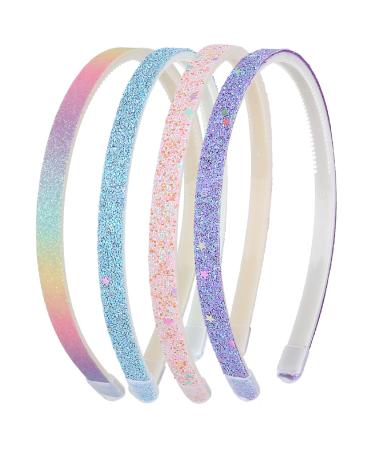 WLLHYF Glitter Headband 4pcs Plastic Sparkly Cute Non Slip Chunky Hairbands Thick Bling Confetti Rainbow Hair Bands with Teeth Little Girls Colorful Hair Accessories solid color stars - Buy Online on GoSupps.com