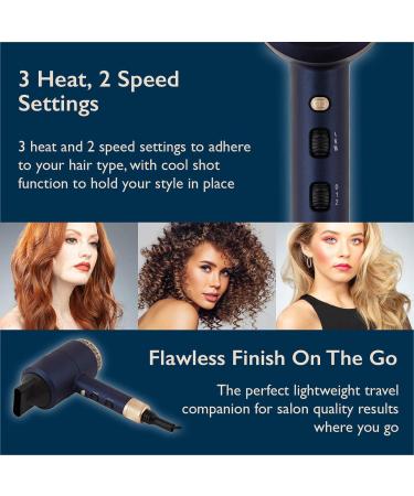Carmen C81065BC Twilight Hair Dryer | 1800W Professional Lightweight Dryer with Cool Shot Function - Blue/Champagne - Buy Online on GoSupps.com
