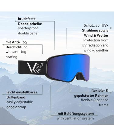 Black Crevice Ski-Gladming I Ski Goggles for Men & Women | Adjustable Anti-Fog UV400 Protection | Break-Resistant Double Disc in Navy/Orange - Buy Online on GoSupps.com