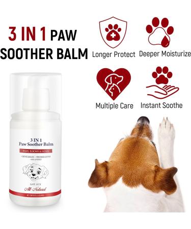 3-in-1 Pet Paw Balm for Dogs & Cats 100g - Healing Moisturizing Ointment Skin Smoother Cream Soothes & Heals Dry Cracked Paws Nose Elbows from Cold Hot Wounds. Natural Lick Safe Easy to Use - Buy Online on GoSupps.com