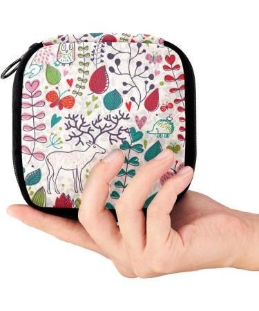 GIAPB Period Bag Sanitary Napkin Holder & Makeup Pouch - Vintage Flowers Deer Color - Buy Online on GoSupps.com