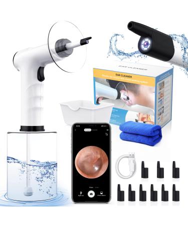 Ear Wax Removal Kit - Ear Cleaner with Camera and Light  Electric Ear Irrigation Kit with 4 Pressure Modes  Earwax Removal Kit  Ear Wax Removal Tool Camera for Adults  Ear Cleaning Kit Includes Basin