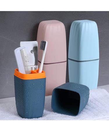 Travel Toothbrush Case & Holder with Cup - Light Blue | Portable and Multifunctional for Camping, Trip or Daily Use - Buy Online on GoSupps.com
