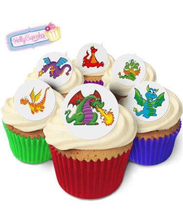 24 Edible Pre-Cut Wafer Round Cake Toppers: Dragons - Buy Online on GoSupps.com