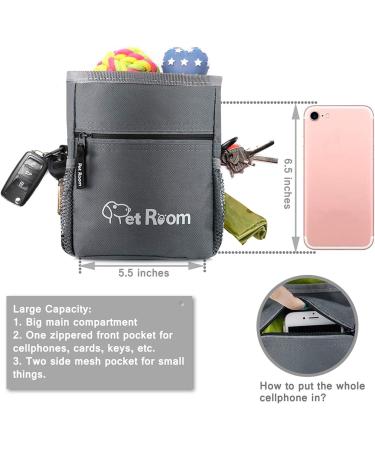 Dog Treat Pouch Bag with Poop Bag Holder, Clicker, Water Bowl - Gray/Green - Buy Online on GoSupps.com