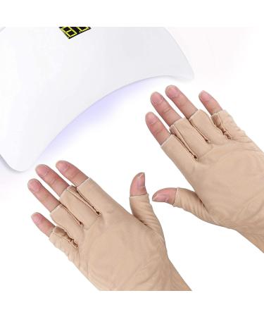 Professional UV Glove for Nail Lamp | Anti-UV Fiber Cotton Manicure Tool - Beige - Buy Online on GoSupps.com