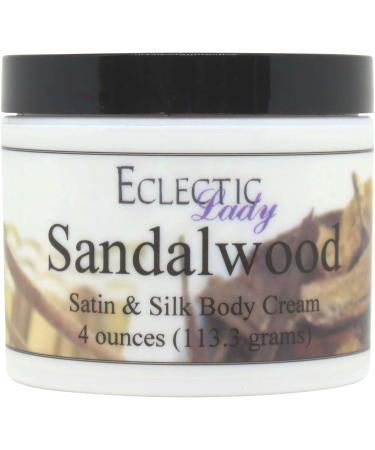 Eclectic Lady Sandalwood Satin and Silk Cream Body Cream Body Lotion 4 oz - Shea Butter Aloe Silk Amino Acids Vitamin E Phthalate-Free Handcrafted in USA - Perfect For Women 4 Ounce (Pack of 1)