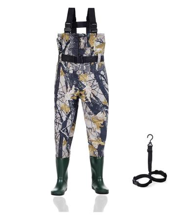Kids Chest Waders for Toddler Children Waterproof Youth Fishing Waders for Boys Girls Hunting Waders with Insulated Boots Camo 4/5