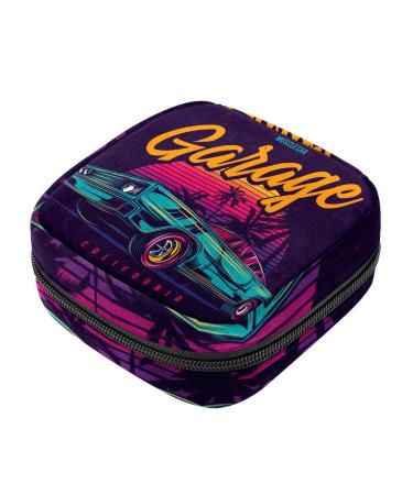 Sanitary-napketten storage bag American muscle car in a retro-neon style menstrual cup portable women's bandages storage bags female menstruation first period pocket