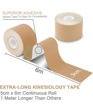 Deilin Kinesiology Tape 19.7ft Roll | Therapeutic Sports Tape for Knee, Shoulder, Elbow | Waterproof, Breathable & Latex-Free | Beige Color | 1 Roll - Buy Online on GoSupps.com