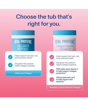 Vital Proteins Collagen Peptides Advanced Hydrolyzed Peptides with Hyaluronic Acid and Vitamin C - Strawberry Lemon Flavor Powder - 10.5oz - Buy Online on GoSupps.com