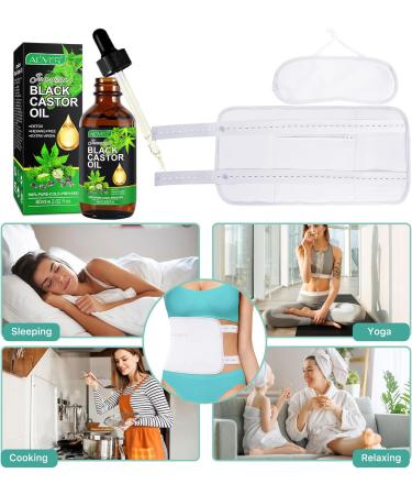 5 in 1 Reusable Castor Oil Compress Kit | Organic Castor Oil & Adjustable Belts for Liver Detox & Muscle Pain Relief - 60 ml - Buy Online on GoSupps.com