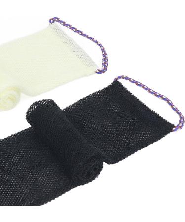 Buy African Net Sponge - Quick Drying Deep Gentle Bath Sponge with 2 Hand Straps | Black & Beige | International Shipping Available - Buy Online on GoSupps.com