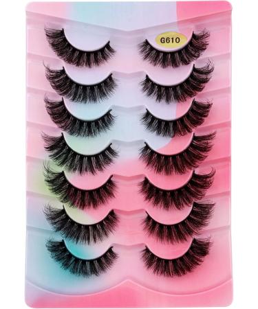 Leipple False Eyelashes 7 Pairs - Professional Reusable 8D Lashes - Natural Wispy Thick Fluffy Fake Eyelashes Faux Eyelashes (G610) - Buy Online on GoSupps.com