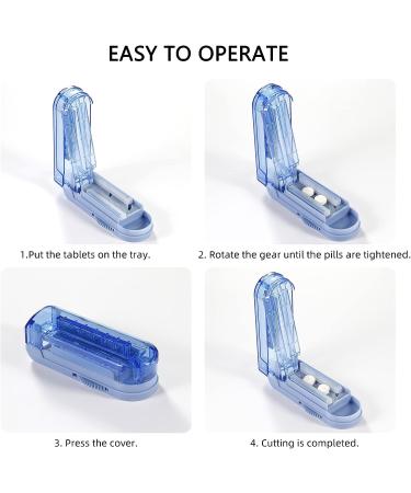 Pill Cutter - 2 PCS Pill Splitter for Small & Large Pills with Safety Blade Guard - Blue Medicine Slicer for Cleanly Cutting Medication and Vitamins - Buy Online on GoSupps.com