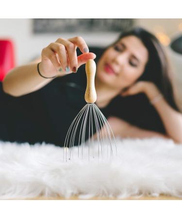 Levero Head Massage Device - 20 Massage Arms Wooden Handle & Relaxation Pearls | Perfect Head Massager for Wellness & Stress Relief - Buy Online on GoSupps.com