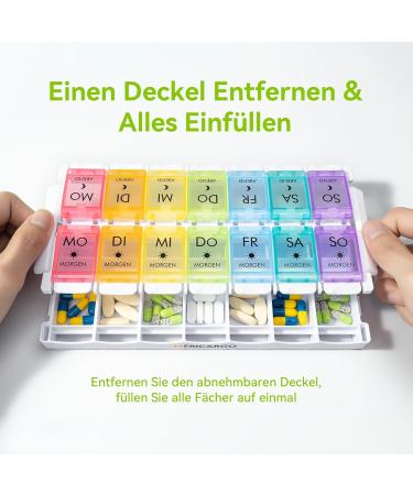 Buy Mericargo 7-Day Pill Organizer - Dual Compartment Weekly Medication Box Multicolored | International Shipping - Buy Online on GoSupps.com