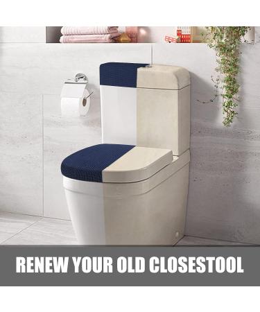 Stretch Toilet Cover Set - Navy Blue, Machine Washable Polyester Spandex Fabric - Buy Online on GoSupps.com