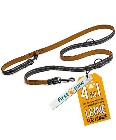 FIRSTPAW Dog leash 2m for small medium -sized and large dogs - adjustable around the handle 1.1m / 1.3m / 1.5m / 2m - multifunctional guiding leash - double line for dogs with 2 carabiners 2m (meter) black - Buy Online on GoSupps.com