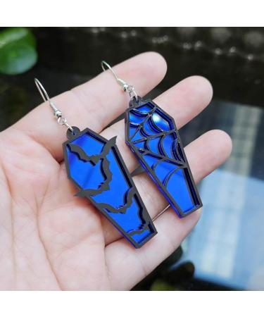 Feylie Halloween Acrylic Spider Web Dangle Earrings | Lightweight Coffin Shape Jewelry Gift - Fun Red Statement Earrings - Buy Online on GoSupps.com